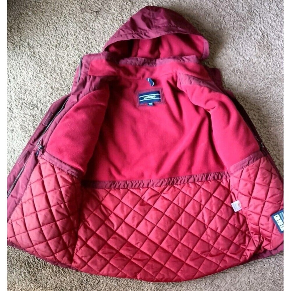 Lands End Squall Hooded Parka Anorak Medium 10/12 Burgundy Red Ski Jacket - Picture 3 of 13